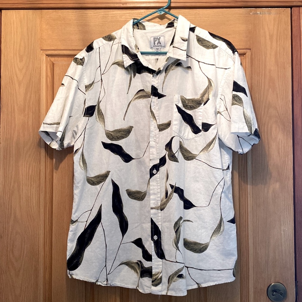 Nice button down linen look mens shirt.